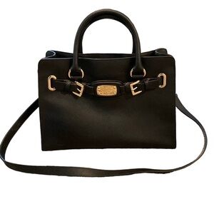 Michael Kors Black Hamilton Leather Satchel Handbag